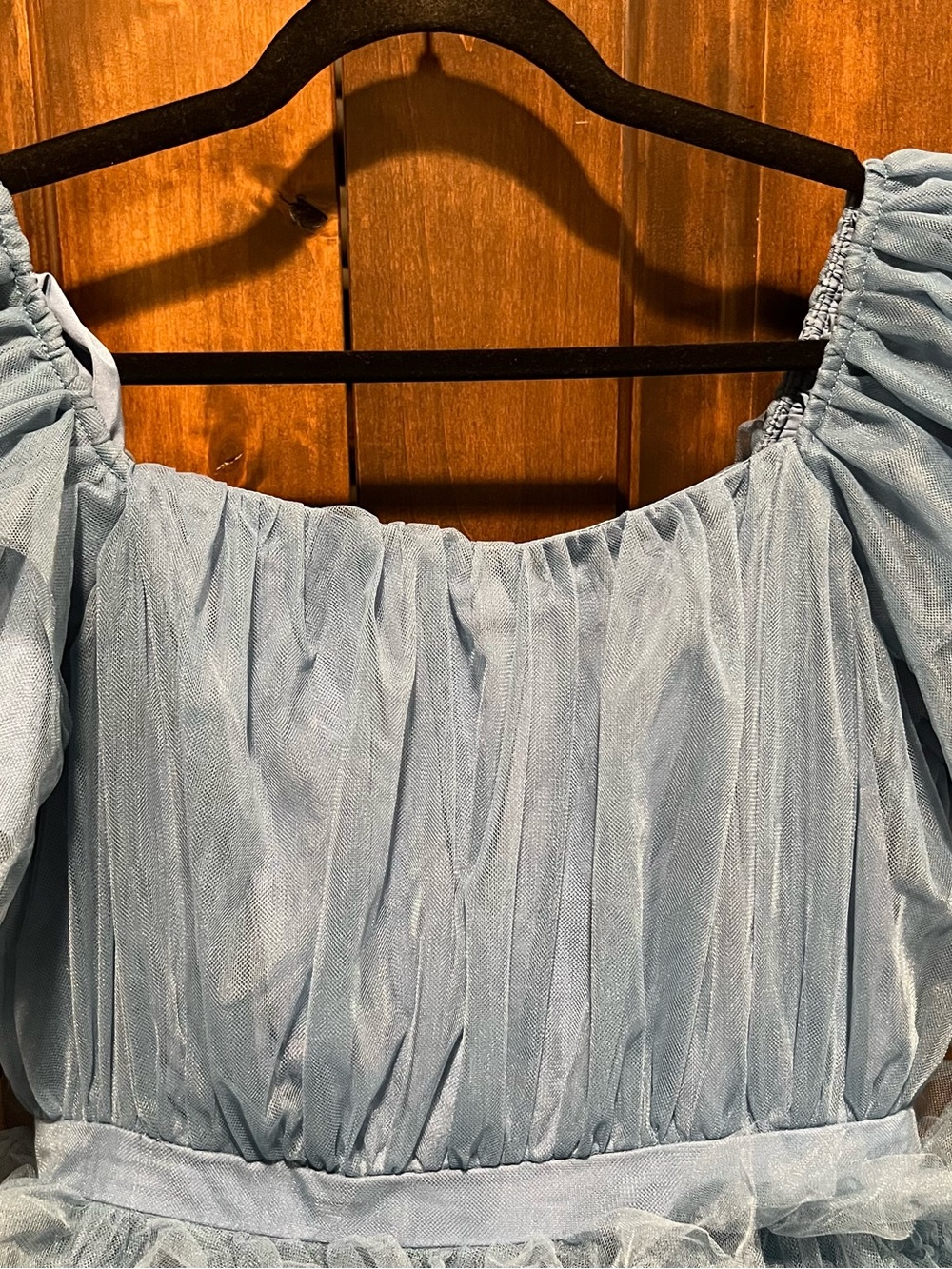 Ivy City Fairytale Elegant Blue Tiered Tulle Princess Maxi Dress - Picture 4 of 9